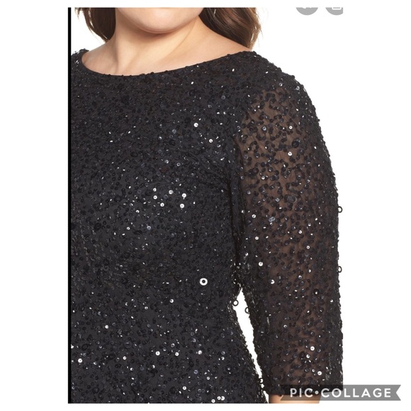 Adrianna Papell black scoop back long sleeve dress - Picture 2 of 5